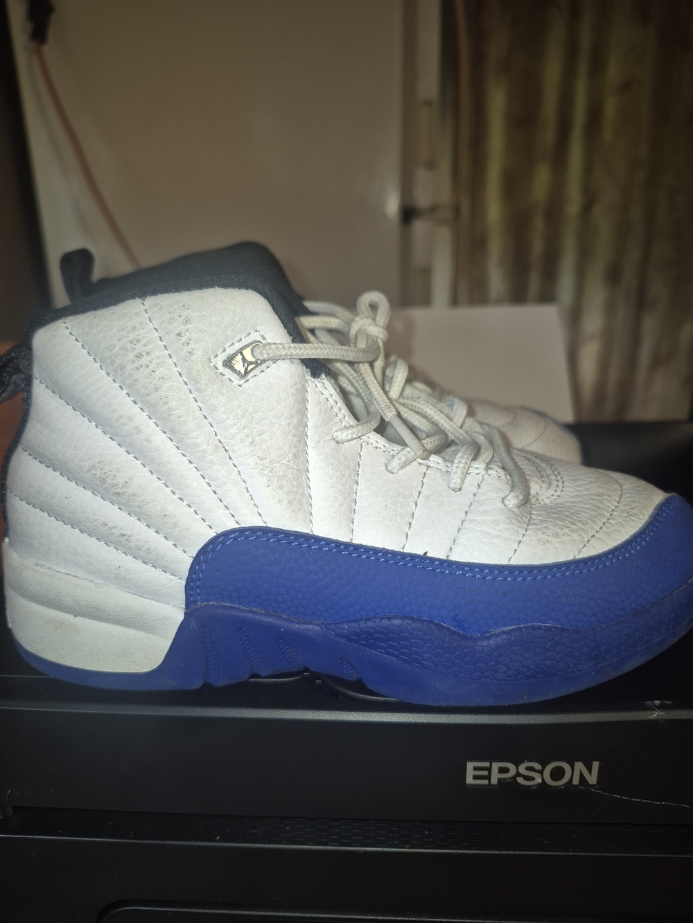 Jordan Kids White and Blue High-Top Sneakers